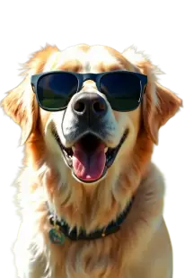 Golden Retriever alegre invita a elegir categoría para buscar mascotas